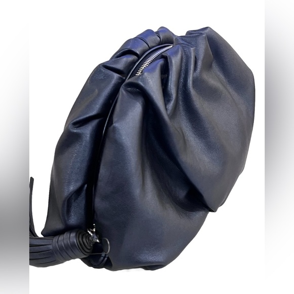 REBECCA MINCOFF Metallic Ruched Vegan Leather Zippered Clutch Bag NWT HU20EGNC07 - Picture 5 of 15